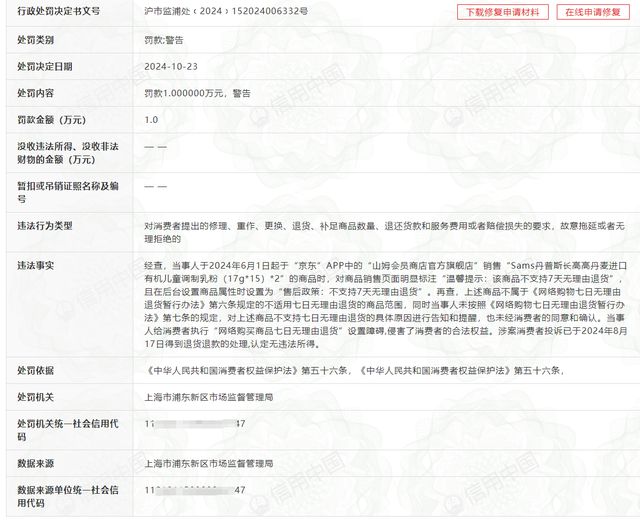 沃尔玛华东百货有限公司违反消费者权益保护法处罚10000元！(图2)