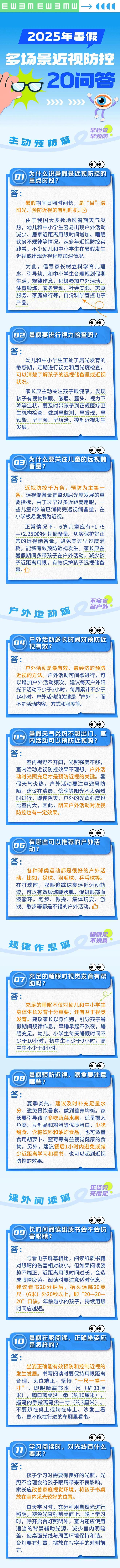 大图！暑假多场景近视防控20问答师生家长一起看(图1)